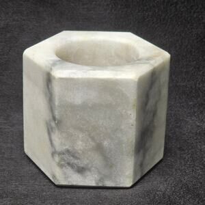 Elegant White & Gray Hexagon Votive Candle Holder